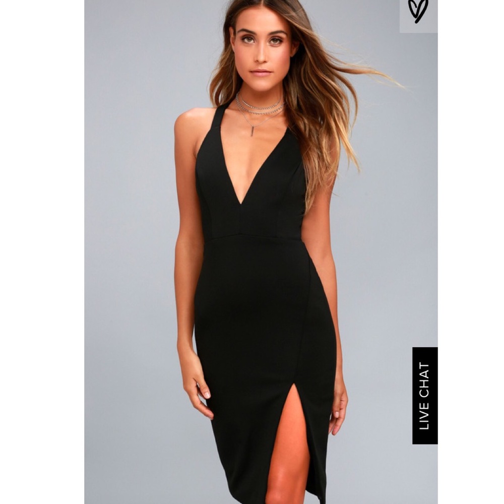 Lulus black bodycon midi dress NWT!